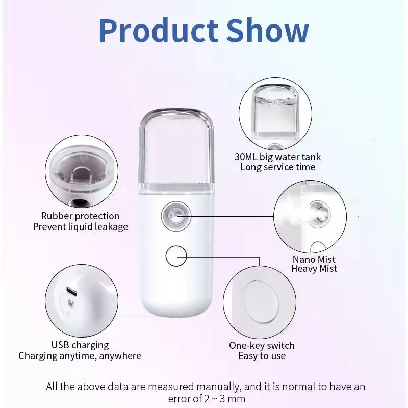 Lunaria™ GlowMist Mini – Wireless Nano Facial Hydration Spray