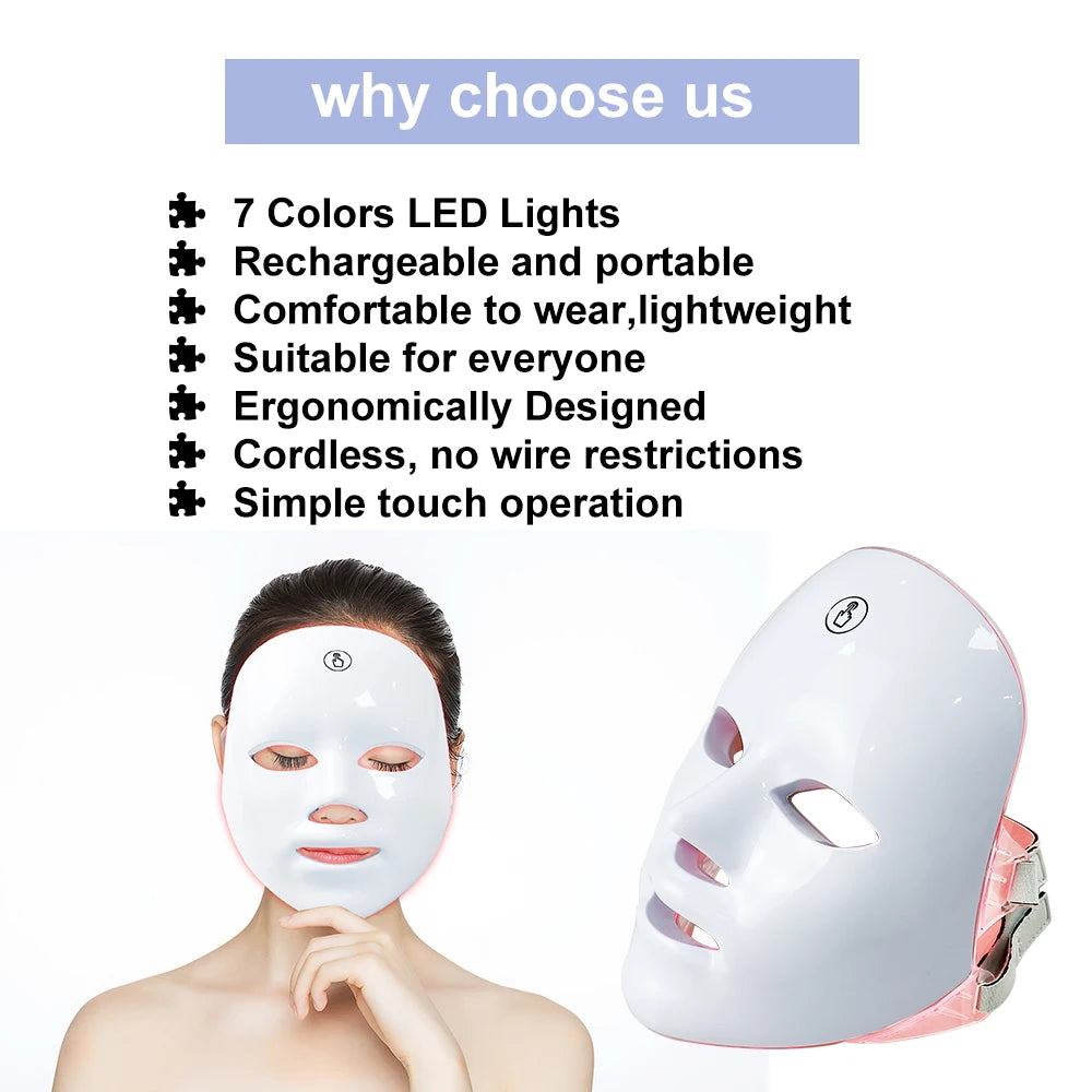 Lunaria™ LED Glow Mask – 7 Colors Light Therapy for Clear, Youthful Skin