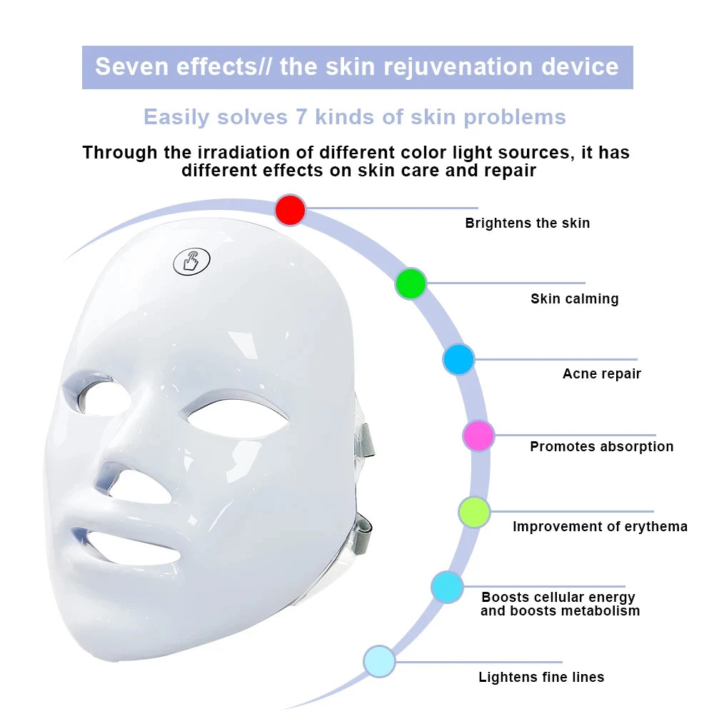 Lunaria™ LED Glow Mask – 7 Colors Light Therapy for Clear, Youthful Skin